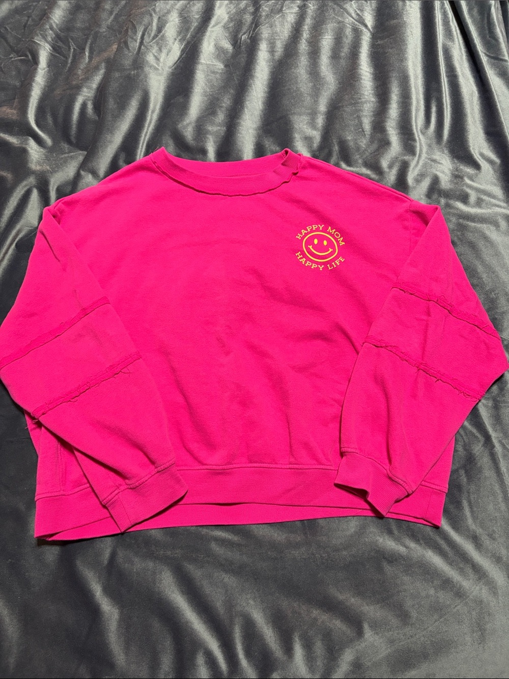 Happy Mom Happy Life Pink Crewneck Sweatshirt